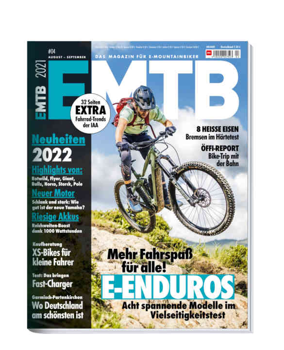   Now in stores: EMTB 4/2021 - The magazine for e-mountain bikers. You can get the new EMTB conveniently in the <a href="https://www.delius-klasing.de/abo-shop/?zeitschrift=233&utm_source=emb_web&utm_medium=red_heftinfo&utm_campaign=abo_emb" target="_blank" rel="noopener noreferrer">subscription</a>, in our <a href="https://www.delius-klasing.de/emtb" target="_blank" rel="noopener noreferrer">online shop</a> and as an app edition for <a href="https://apps.apple.com/de/app/emtb-magazin/id1079396102" target="_blank" rel="noopener noreferrer nofollow">Apple</a> and <a href="https://play.google.com/store/apps/details?id=de.delius_klasing.emtb" target="_blank" rel="noopener noreferrer nofollow">Android</a>
