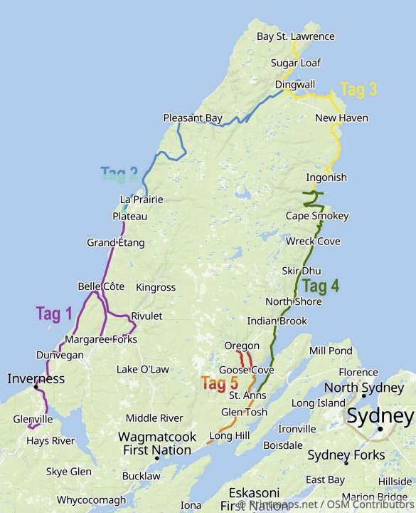 Trip to the Cabot Trail, Nova Scotia | Map: Printmaps.net / OSM