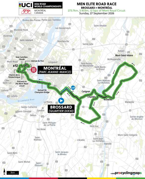 The route map for the Men’s Elite Road Race