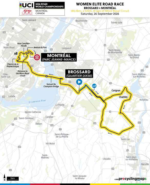 The route map for the Women’s Elite Road Race