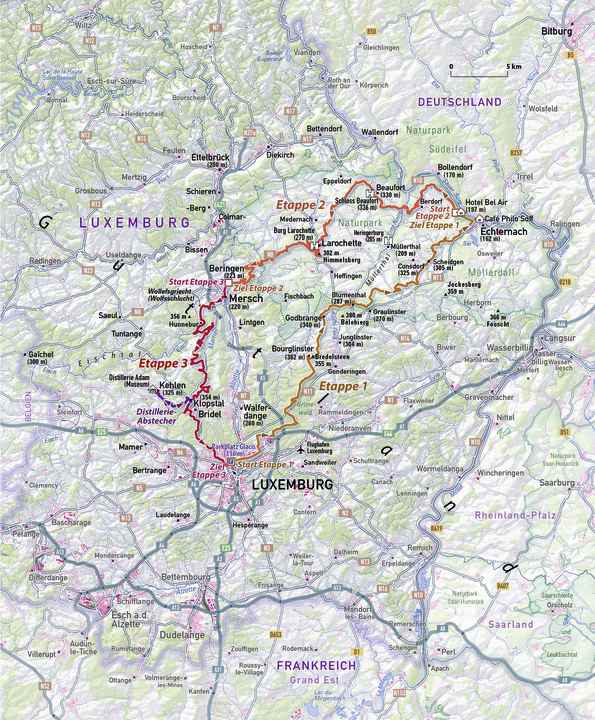 Die drei Tages-Etappen in der Übersicht
