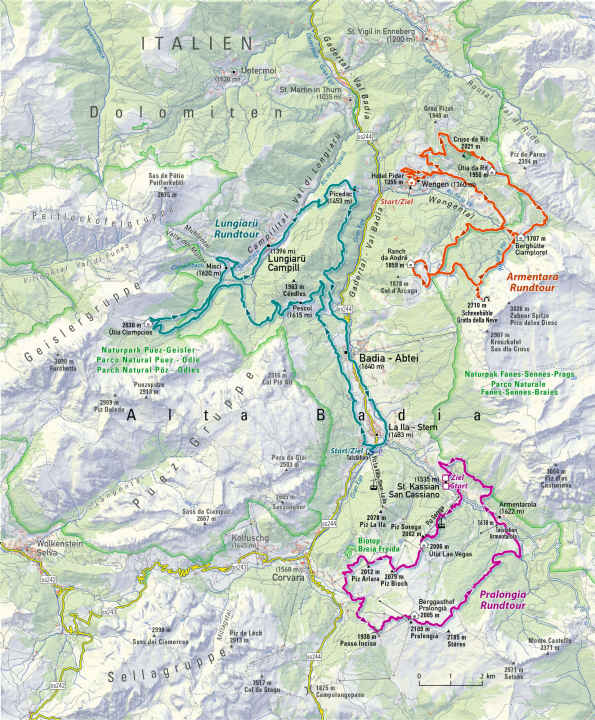 The tours around Alta Badia at a glance