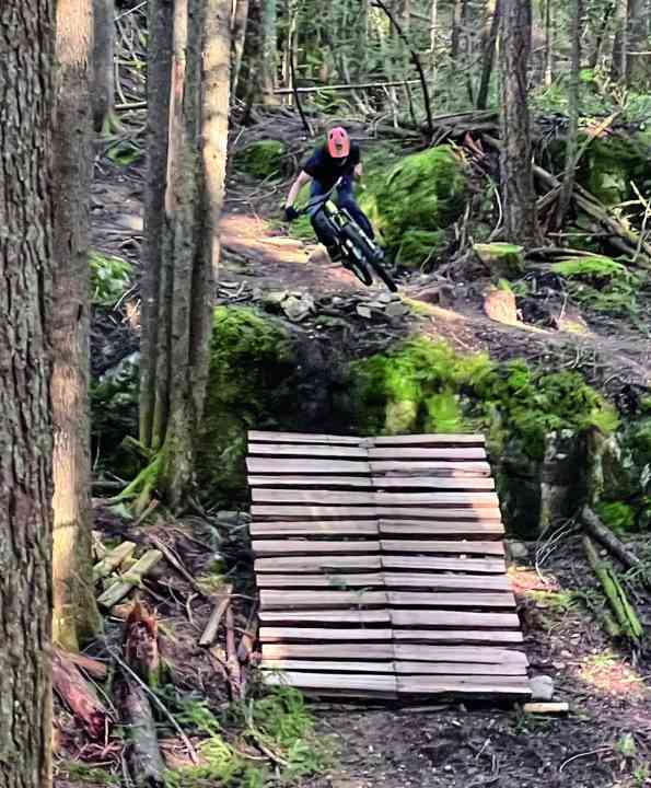 Our tester Tim with the Canyon Torque - on the crisp Double Black Diamond trails in Whistler.