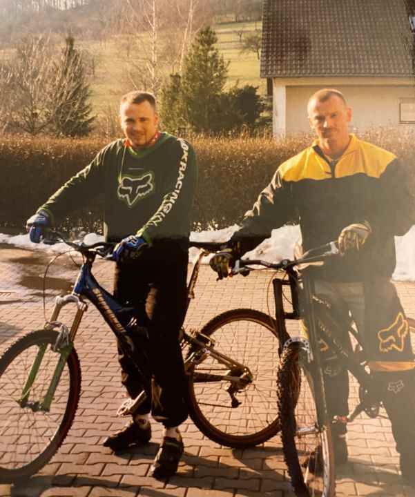 The doctor advises biking, so Flossmann (left) grabs his bike.