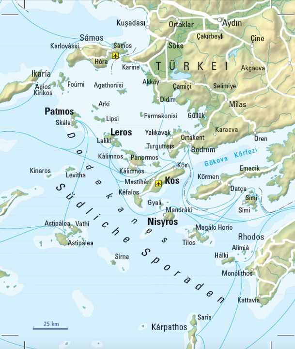   The Dodecanese Islands in the Greek Aegean Sea