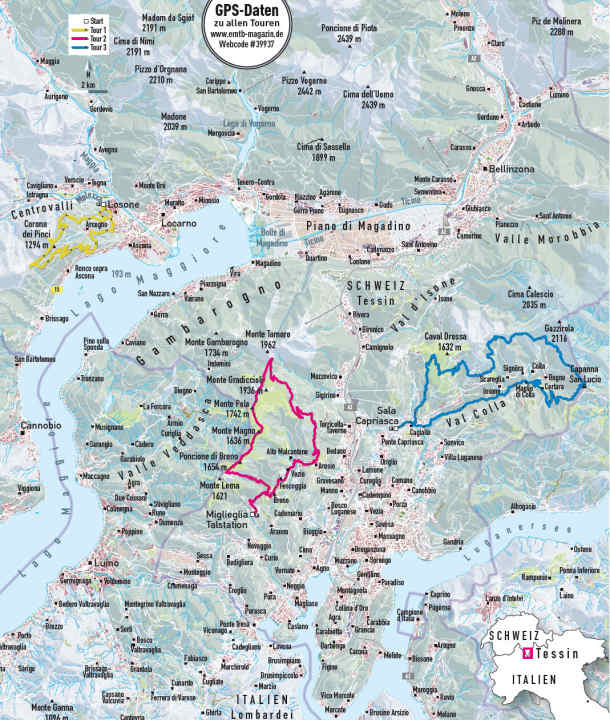   All three e-MTB tours in Ticino at a glance