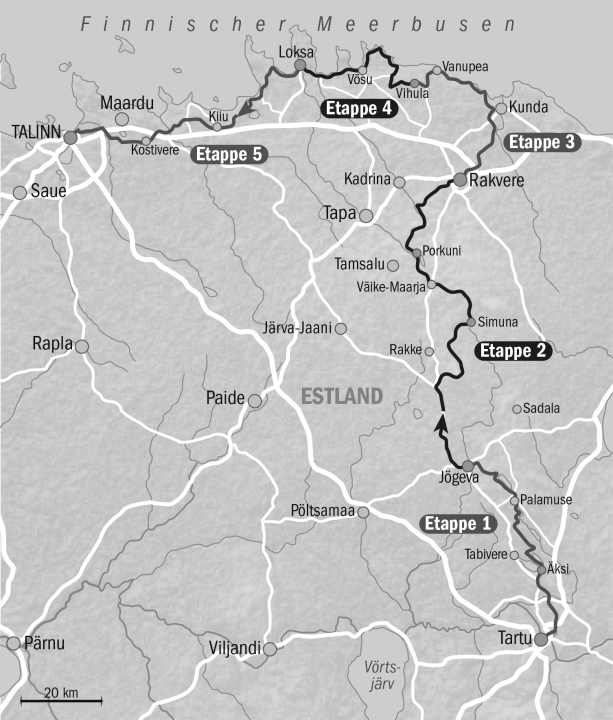 Wir haben die Radreise durch Estland in 5 Etappen unterteilt.