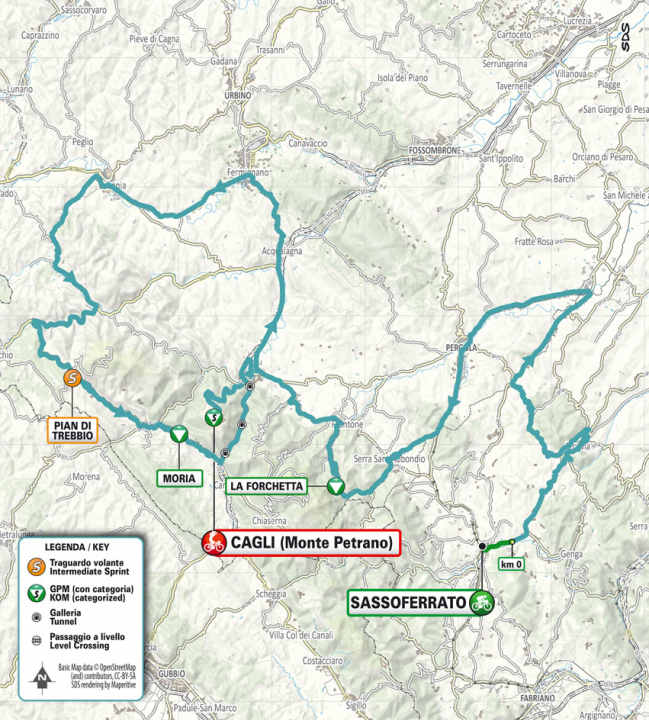 Die Strecke der 6. Etappe von Tirreno-Adriatico 2024