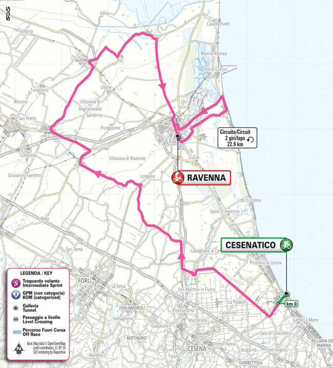 Die 1. Etappe auf der Karte