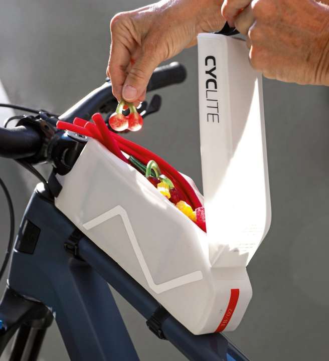 In einer Oberrohrtasche lassen sich Essentials verstauen.