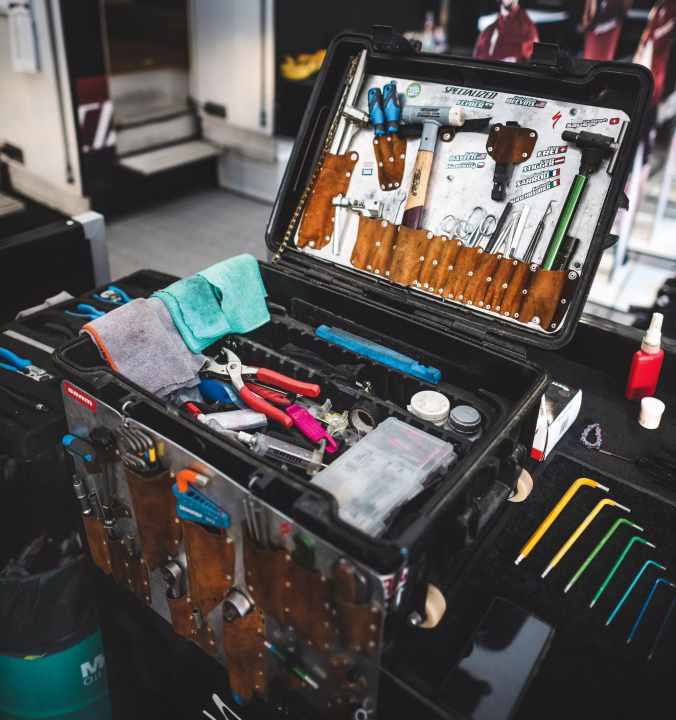 Custom tuning: Peter Felber's toolbox also reflects his love of wrenching. 