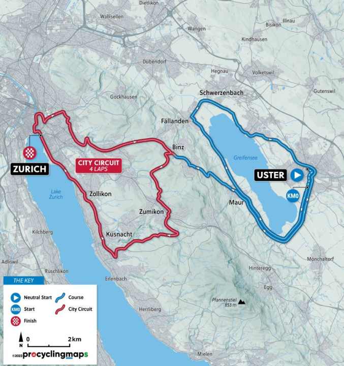 The women's elite race on the map
