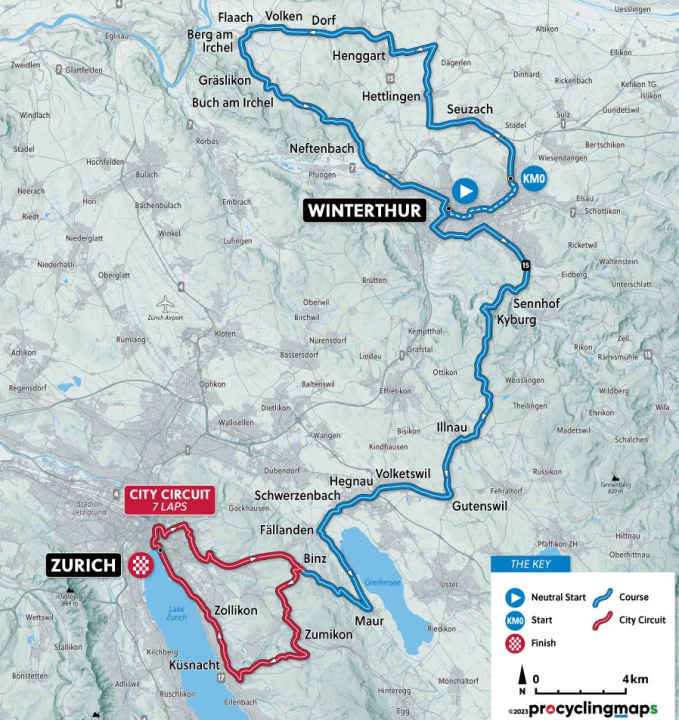 Das Elite-Rennen der Männer auf der Karte