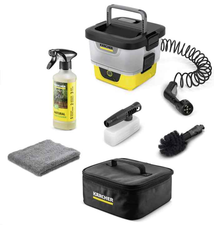 So that your bike doesn't fill up the entire hire car: the Kärcher OC 4 + Bike Kit