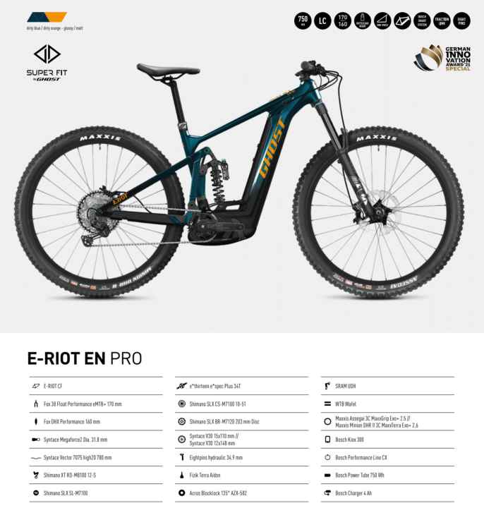   The E-Riot EN Pro costs 6499 euros and represents the high-end class of the Enduro model.