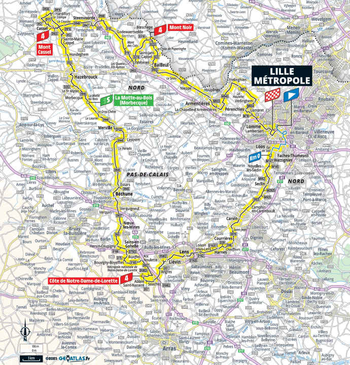 Die 1. Etappe der Tour de France 2025 auf der Karte