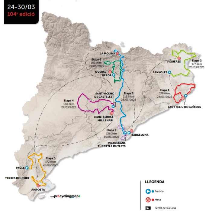 Le Tour de Catalogne 2025 sur la carte
