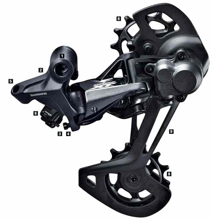 The so-called rear derailleur sits at the back of the bike and is the essential component of a derailleur system so that the chain can move over the sprockets of the cassette. 
