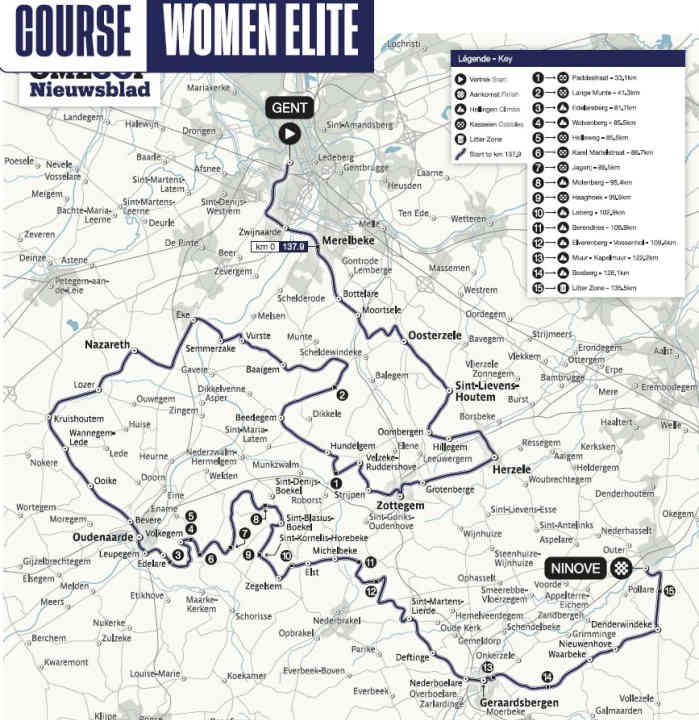Omloop Het Nieuwsblad 2025: The women's race on the map