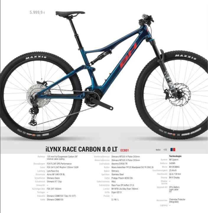   BH iLynx Race Carbon 8.0 LT. Preis: 5999 Euro 
