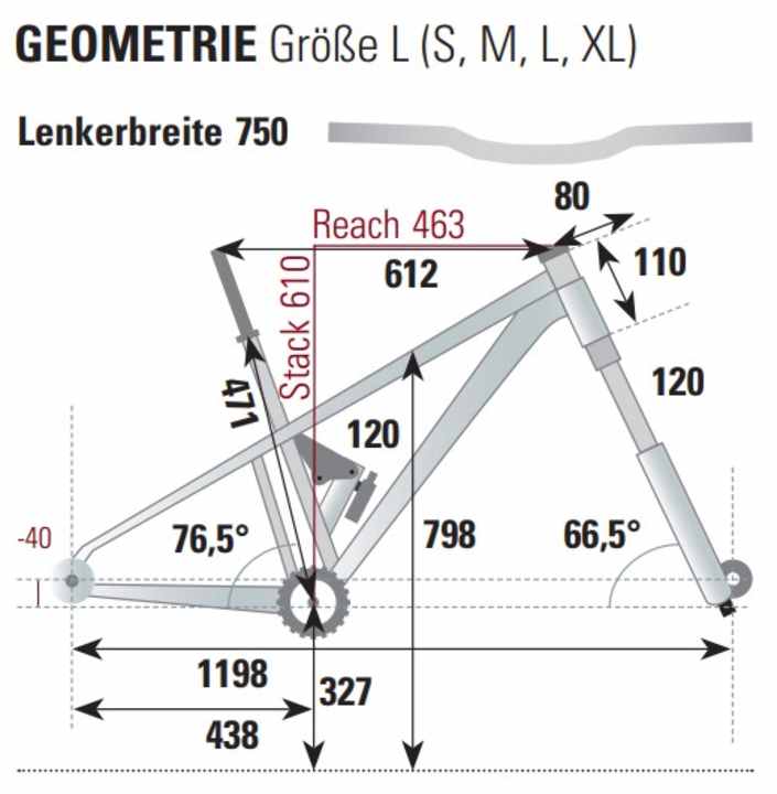 Geometry of the Storck Adrenalin.2 in frame size L.