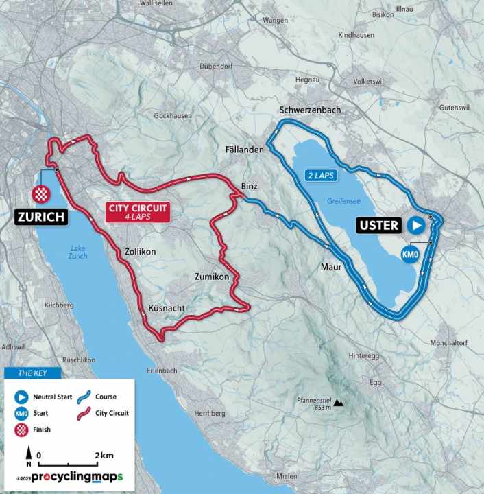 Das U23-Rennen der Herren auf der Karte
