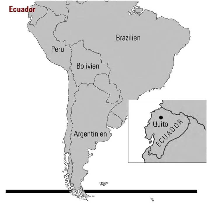 Ecuador is located on the north-west side of South America