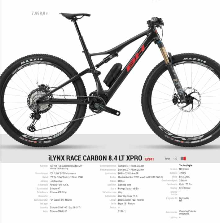   BH iLynx Race Carbon 8.4 LT XPRO. Price: 7999 Euro 