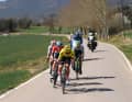 Eine Spitzengruppe um Richard Carapaz (vorne) setzt sich vom Peloton ab
