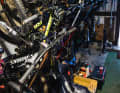 The shed full of bikes: "I hope Nukeproof will also give me an enduro bike," says Julian, who loves shredding in the nearby Lac Blanc bike park.