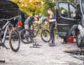 The three test bikes have different levels of stiffness in the main frame.