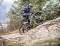 Despite being overweight, the GT cuts a fine figure on technical climbs. The tyres and rear triangle provide the best traction.