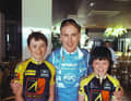 f.l. Tom, cycling legend Sean Kelly, brother Joe. | Private/Tom Pidcock