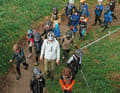 Jasper Jauch leads the VPace Kids Cup field of riders over the trackwalk at the BIKE Festival Willingen.