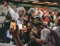 Expo stands become party spots - free beer included.