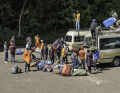 A support team of 40 porters and cooks was hired for seven mountain bikers.