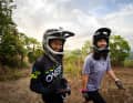 Tracing her roots: Sam biking in the Philippines.