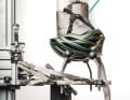 The crash test of the city helmets takes place on our in-house test stand