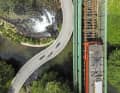 At Vila Praia de Âncona, the well-maintained cycle path meanders along the railway line