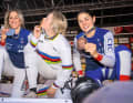 Happy Faces: Vali Höll wins gold (centre), Myriam Nicole (silver) and Marine Cabirou (bronze)
