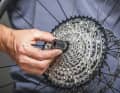 Sprocket pullers are available as a nut, as shown here, or as a complete spanner. Important: Ensure compatibility with the freewheel or cassette.