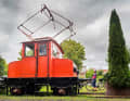 Historic locomotive at the old railway station in Hofheim in Lower Franconia.