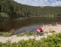 We have to wait a long time on the shores of Lake Mummel to get a photo without any bus tourists wandering around.