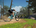E-cycling is linked to app platforms, such as Zwift in this case. The races in the virtual worlds are clearly also aimed at mountain bikers.