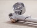 The pump body is made entirely of metal and is sufficiently robust