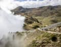 Panorama? What kind of panorama? The photographer was actually happy with the spectacular cloud surf. What he couldn't see: On a clear day, you can see vertically from the edge into the Rhône valley 1700 metres below and the entire Mont Blanc massif opposite.