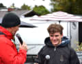 Elias Schwärzler gibt vor seinem Rookie Bike Ride auf dem BIKE Festival noch schnell ein Interview am BIKE Stand..