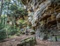 On the single trail in the Mullerthal. A narrow rocky path leads along the steep slope of the Sûre Valley towards Berdorf. The trail is easy to ride for good bikers, but borderline difficult for beginners as it is narrow, exposed in places and littered with stones and boulders.