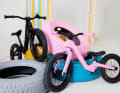 The Affenzahn balance bike is available in four colours: Yellow, blue, black and pink.