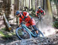 Auf Trail-Abfahrten setzt sich das Flyon von Haibike an die Spitze. Großes Vorderrad, modernere Geometrie und griffigere Reifen, das gibt Sicherheit im anspruchsvollen Gelände.